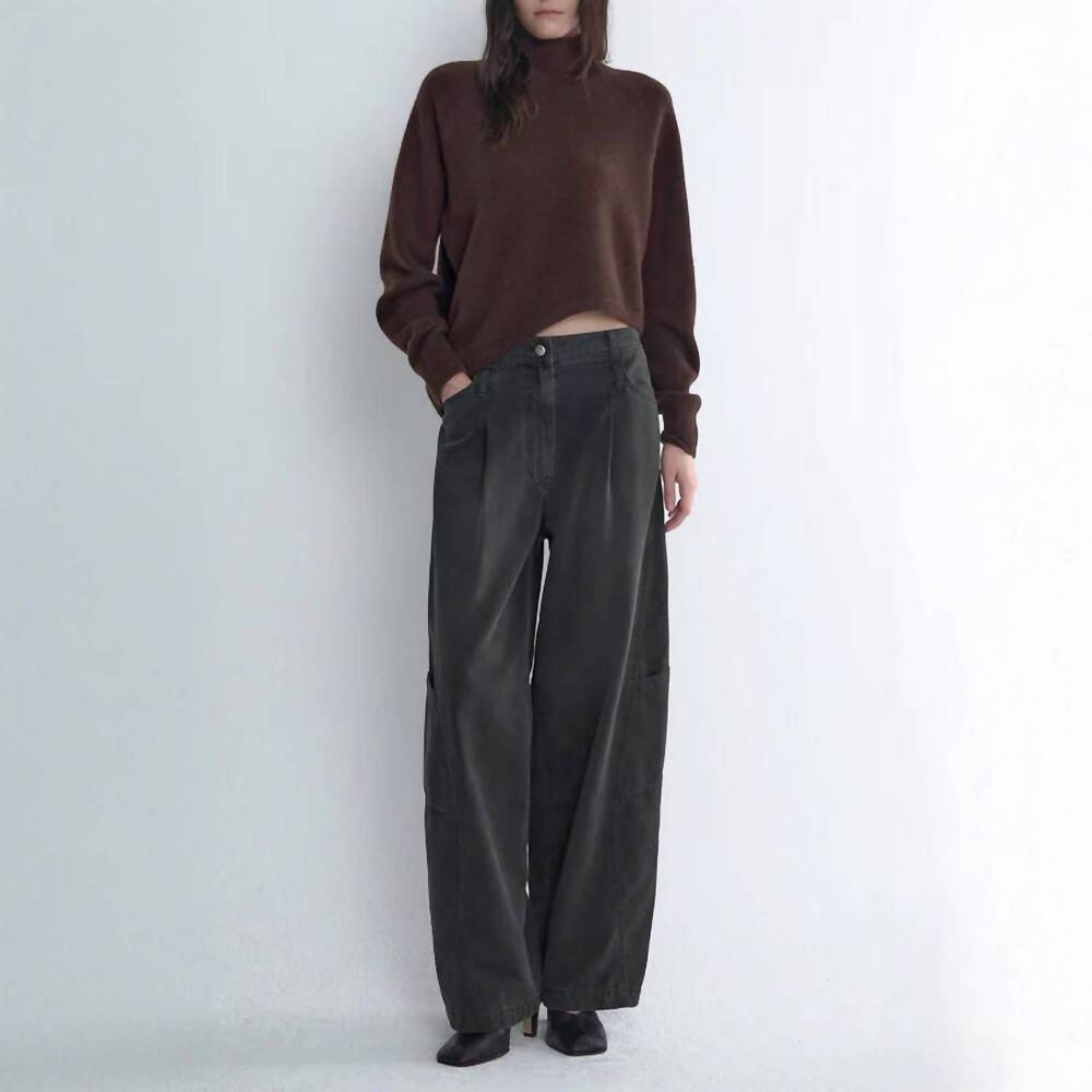 NEW TIME asymmetrical knit top in brown